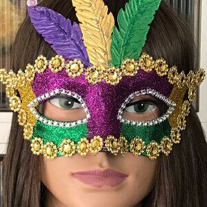 Mardi Gras Mask glitter n gold